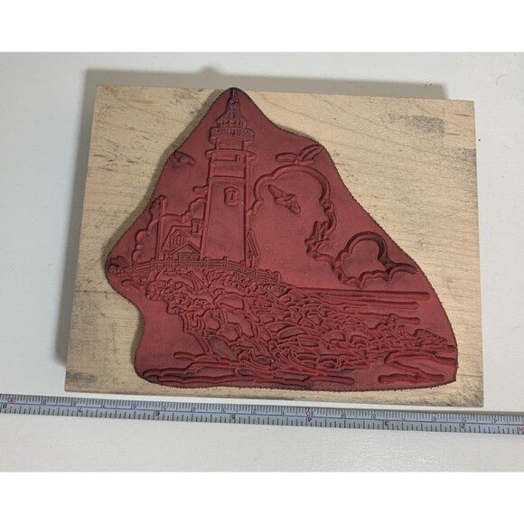 Lighthouse 80158 Ocean Seaside Seagulls D Morgan Stamps Happen Rubber Stamp - Picture 9 of 10